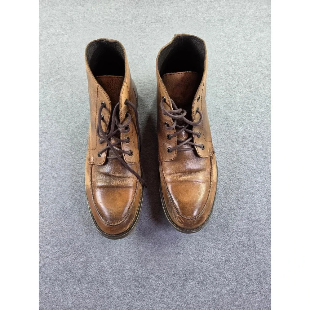 Bed Stu Men's Rustic Tan Leather Lace Up Moc Toe Ankle Boots Size 12 Handcrafted